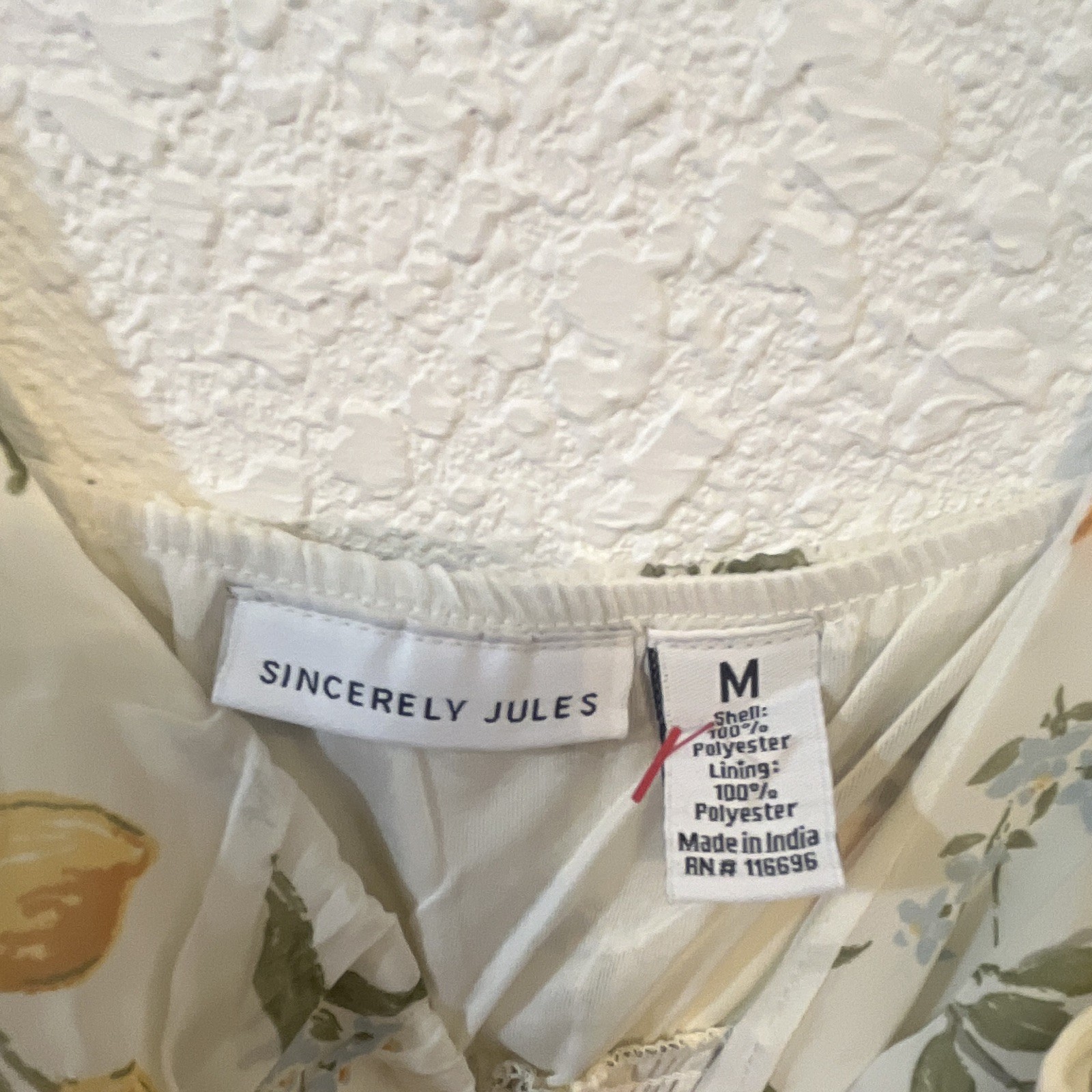Sincerely Jules Floral Ivory/Green/Yellow/Blue V-Neck Smocked Midi Sundress M