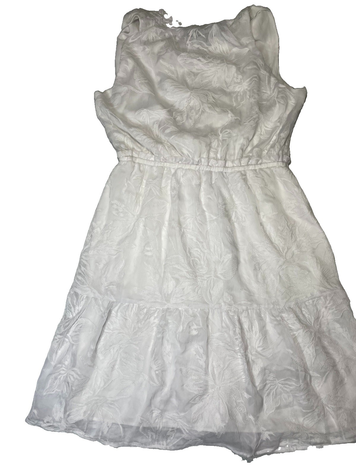 NWT White House Black Market WHBM Halter Sleeveless Dress White, Lined Size M