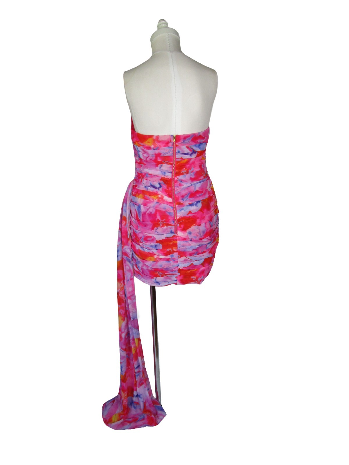 Sz M / US 6 Runaway The Label Stella Mini Dress Pink Watercolor Sunset Chiffon