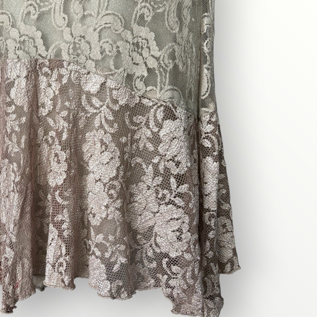VTG Spencer Alexis Full Lace Metallic Romance Whimsy Silk Blend Formal Gown 2XLP