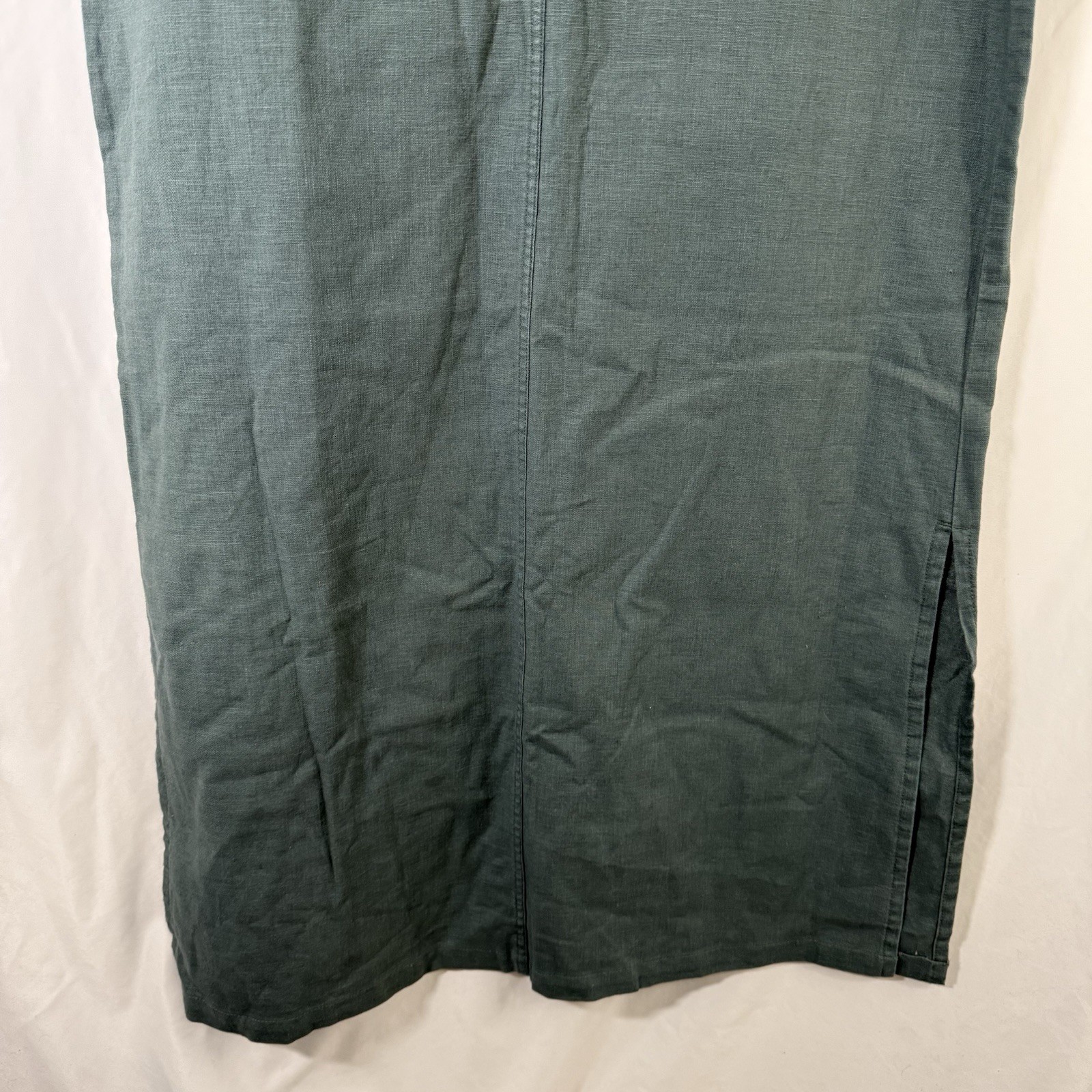 Original TY Wear Linen Blend Maxi Dress Womens 16 Green Sleeveless Vneck Pockets