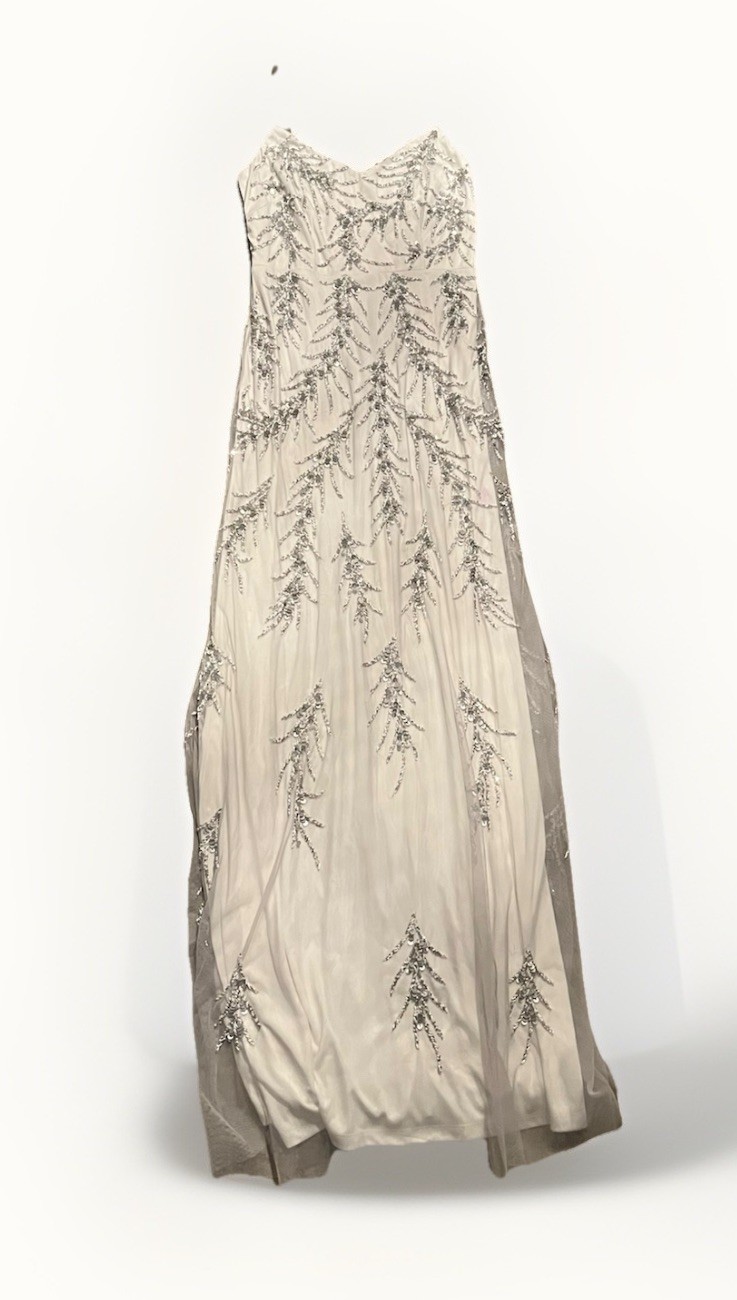 BHLDN Dress Fidelia Beaded Maxi Dress Women’s Size US 4 Ivory Sequin Mesh Lined