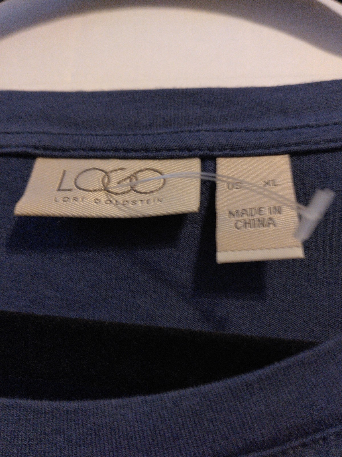 LOGO Lori Goldstein Tiered Flowy Midi Dress Size XL Cobalt Blue Comfort Modest