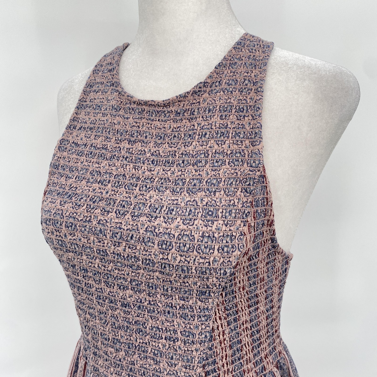 Kimchi Blue Sun Dress Womens Medium Pink Floral Smocked Racerback Midi Boho