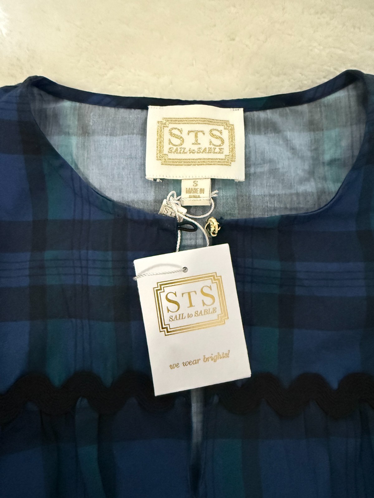 NWT STS Sail to Sable Blackwatch Plaid Cotton Tiered Maxi Dress S