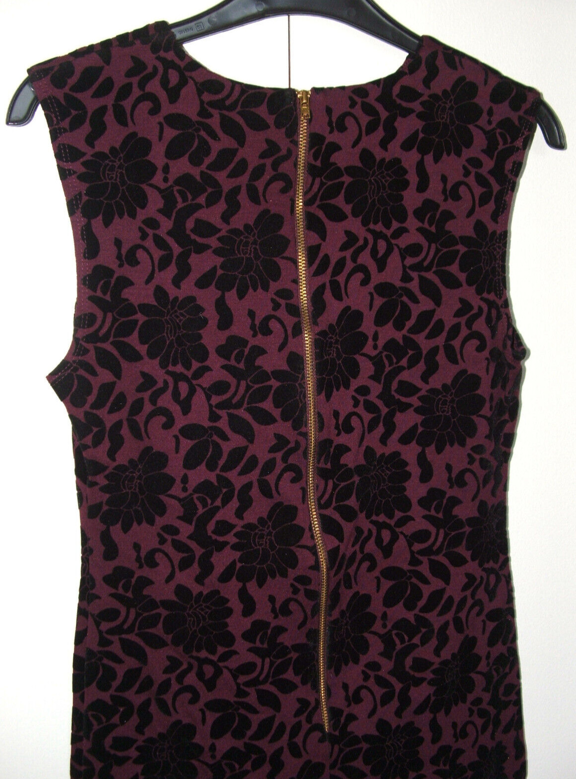 Dorothy Perkins Wine w/ Black Velvet Bodycon Pencil Dress Women’s UK 8 NYE Party