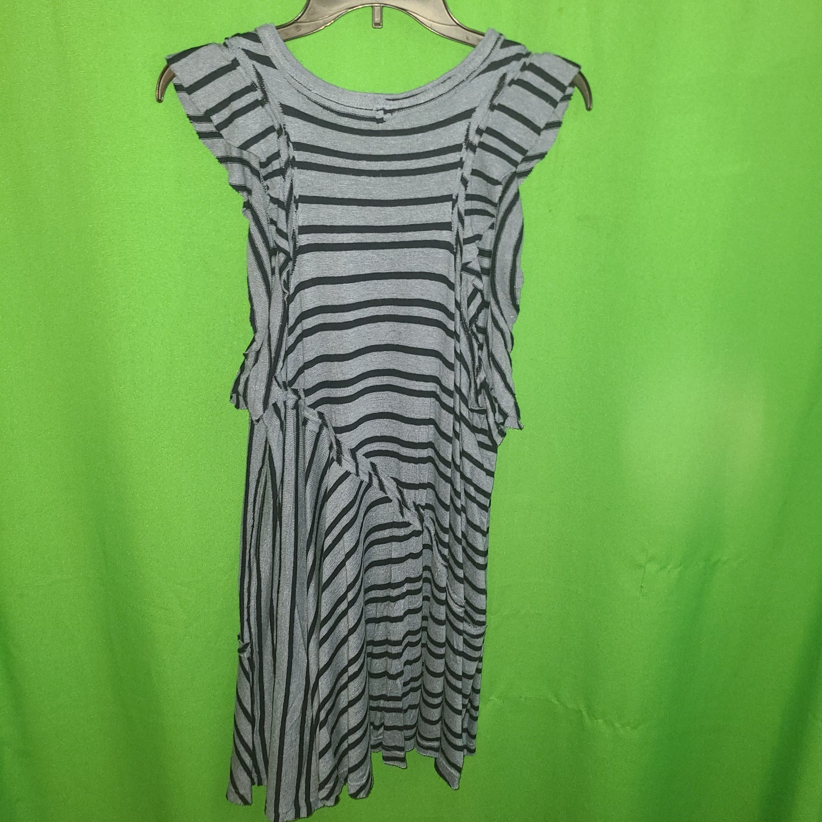4920) NWT FREE PEOPLE small blue knit dress striped at knee new