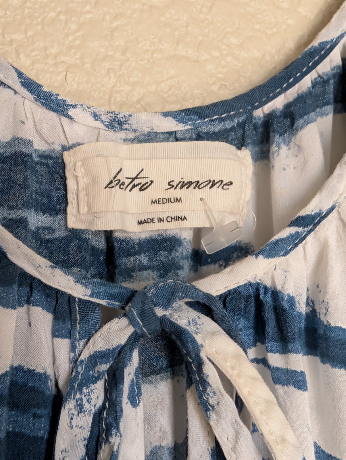 Retro Simone Maxi Dress M Blue & White Tie-Dye Boho Beach Cover-Up 100% Rayon