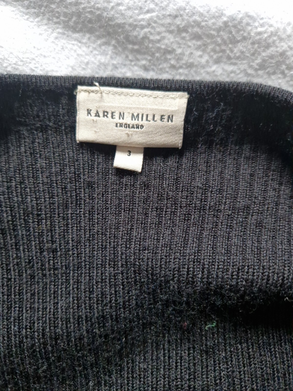 Karen Millen Dress Size 3 Black Wool Blend Crochet Knitted Stretch Lined Spring