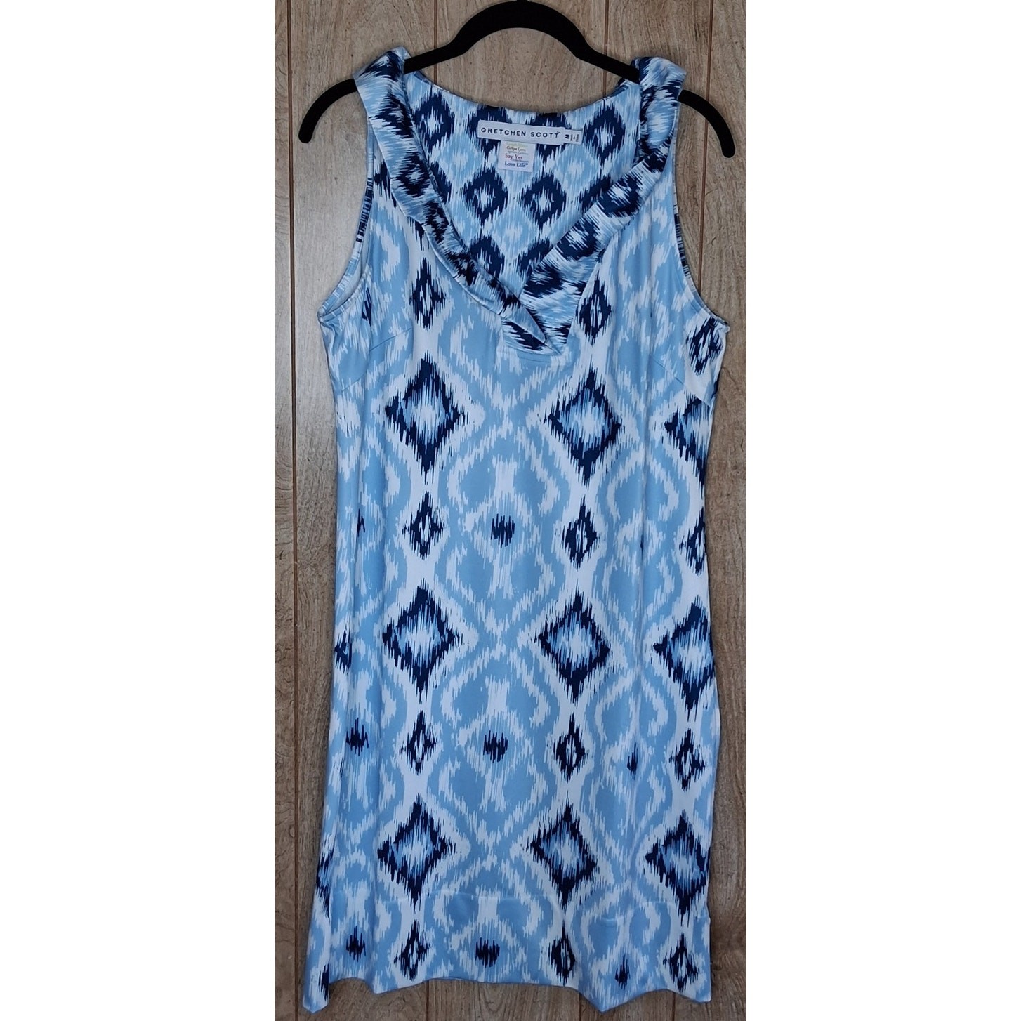 Ladies Gretchen Scott Sleeveless Blue and White Dress Size Medium