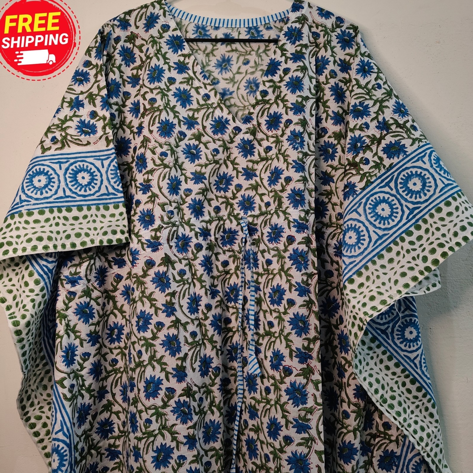 handblock print kaftan