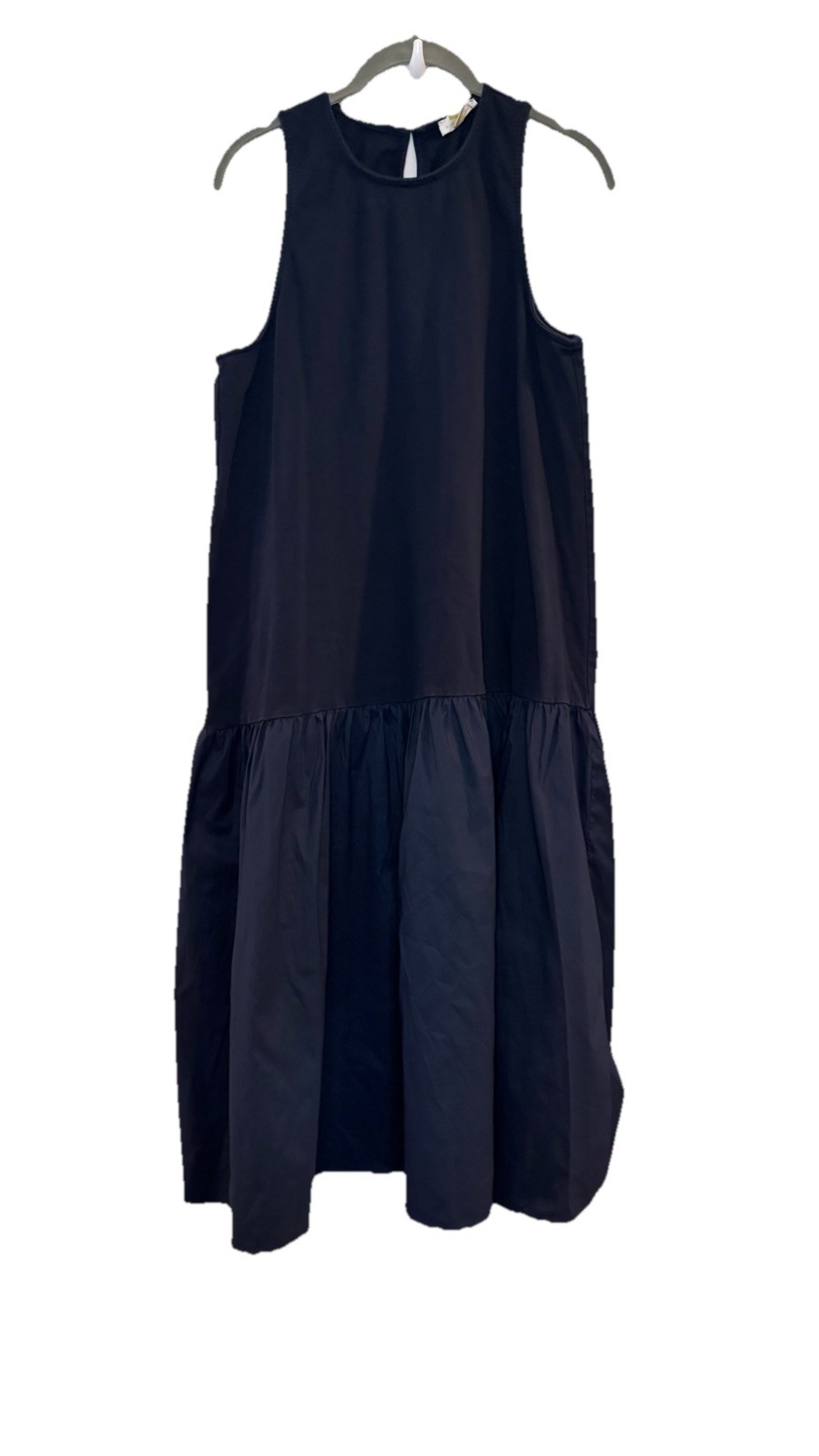 Anthropologie Maeve Tiered Maxi Dress Sleeveless Solid Navy Blue Drop Waist PXL