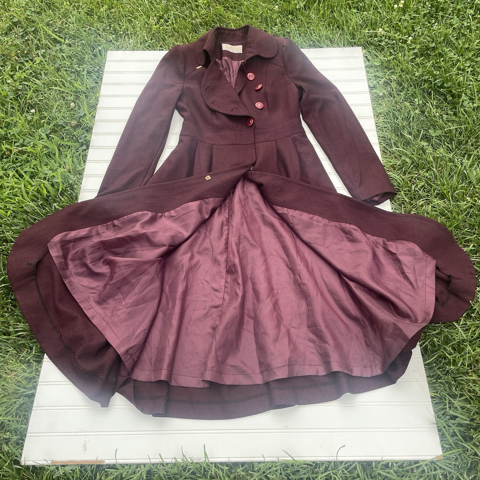 Women’s Turkish Burgundy Modest Coat Dress Long Sleeve Midi Modest Elegant Jack