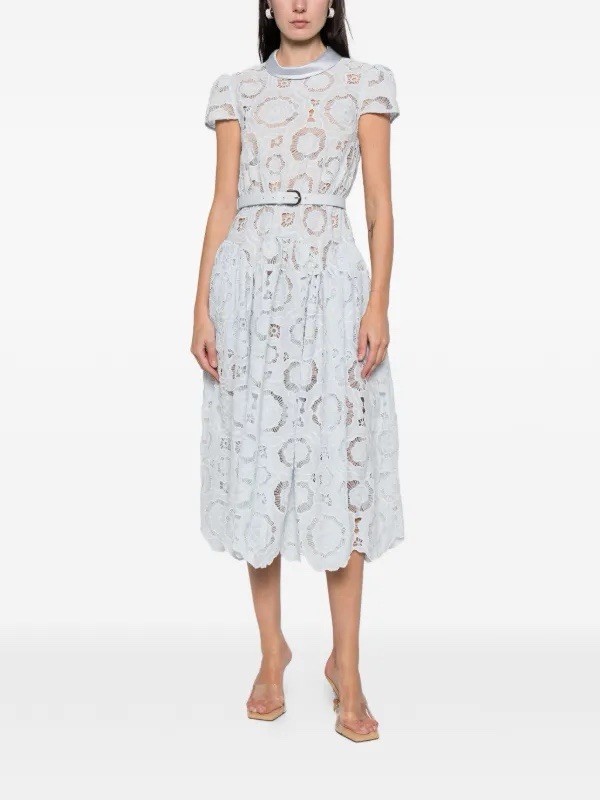 Self portrait BLUE FLORAL LACE MIDI DRESS $735 NWT Size US 10 UK 14