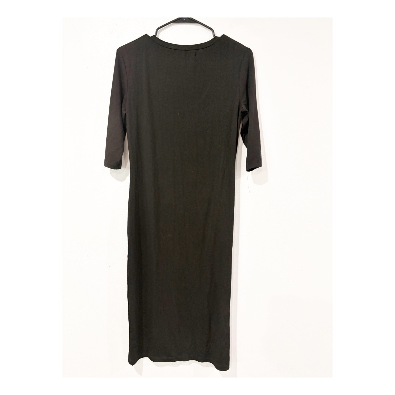 Sonnet James Black Scoop Neck Play Dress Elbow Sleeve Midi Small Womens