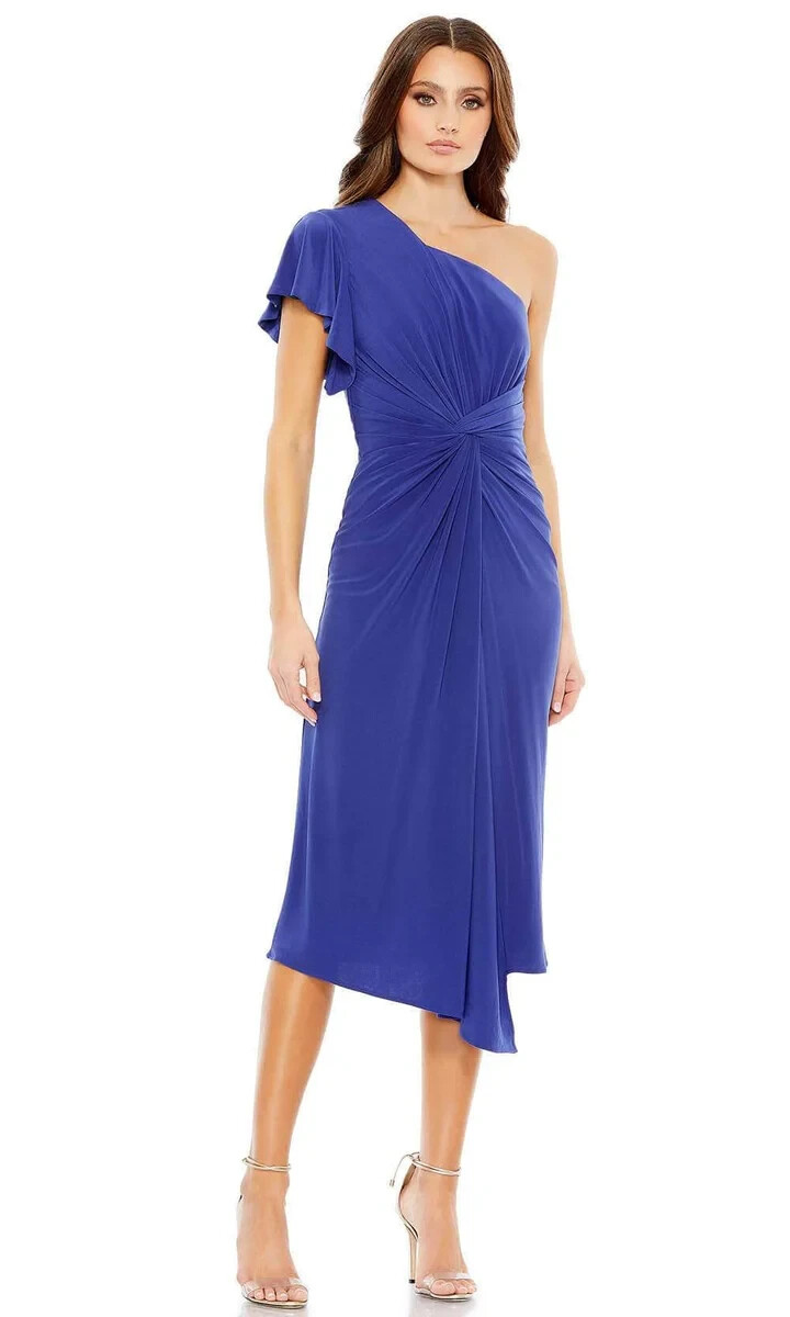 Mac Duggal Royal Blue One-Shoulder Asymmetric Cocktail Dress Size 2 $258