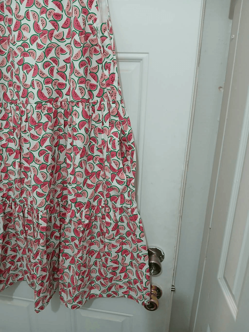 J.crew womens Sz 14 watermelon novelty print shift dress green pink tiered pink