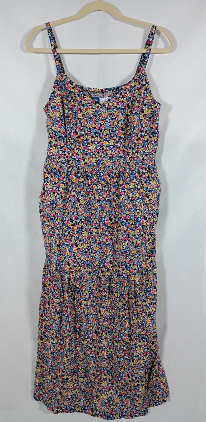 Old Navy Womens Large Navy Floral Cami Midi Dress Pockets Adjustable Straps