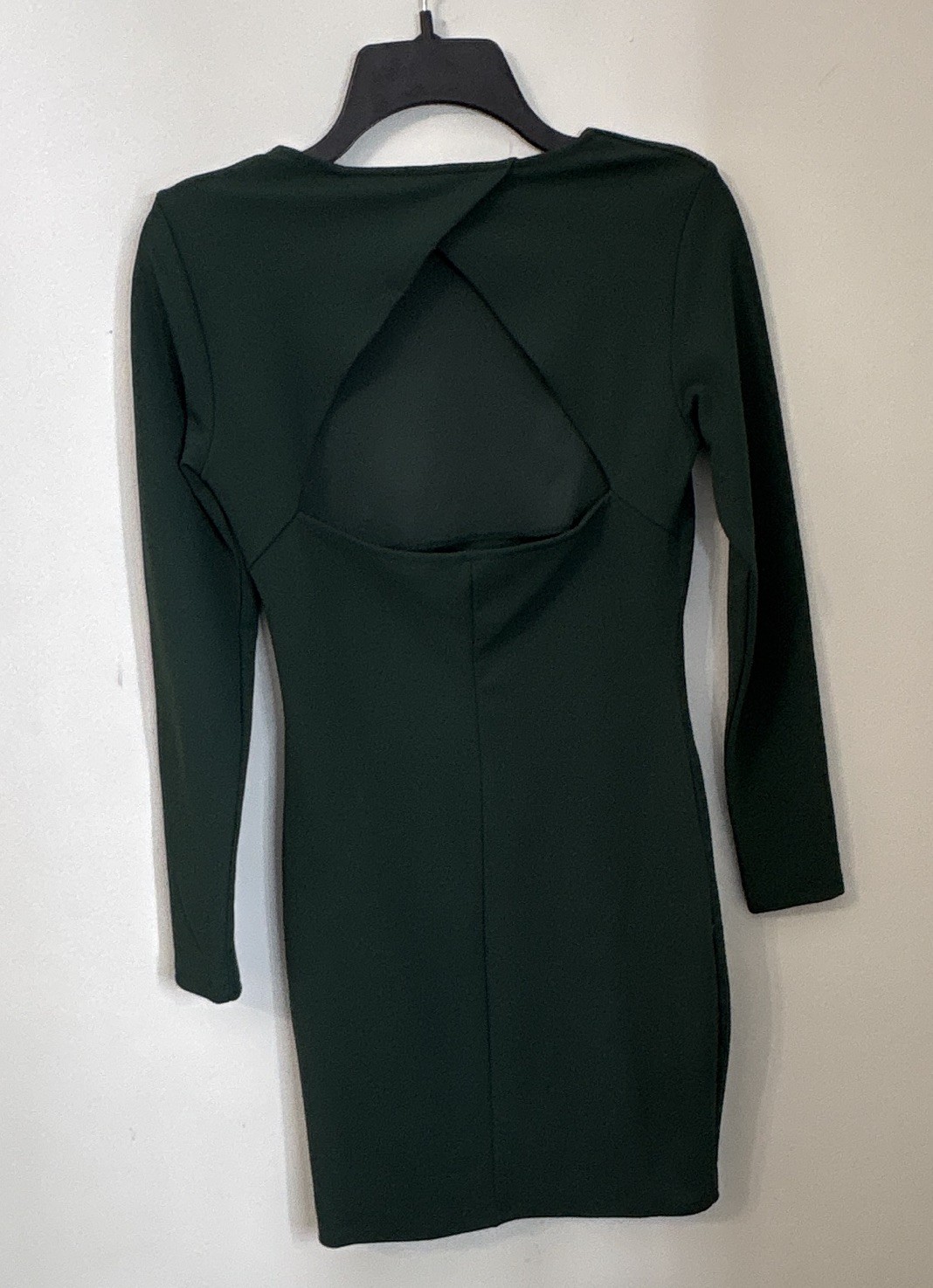 H&M Women’s Green Solid Bodycon Short Dress Crew Neck Long Sleeve Size S
