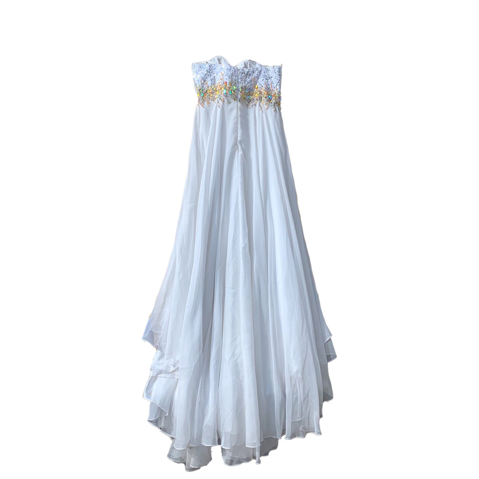 Coya Women’s Medium White Greek Goddess Beaded Sequence Prom Wedding Dress