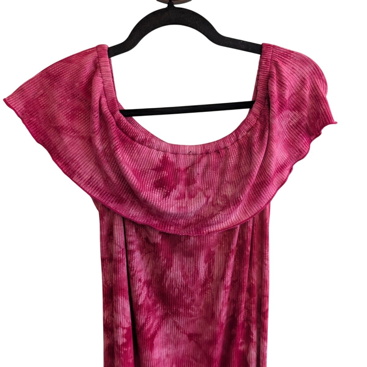 Ma Cherie Maternity Off the Shoulder A-Line Dress Tie Dye Wine Pink Size S