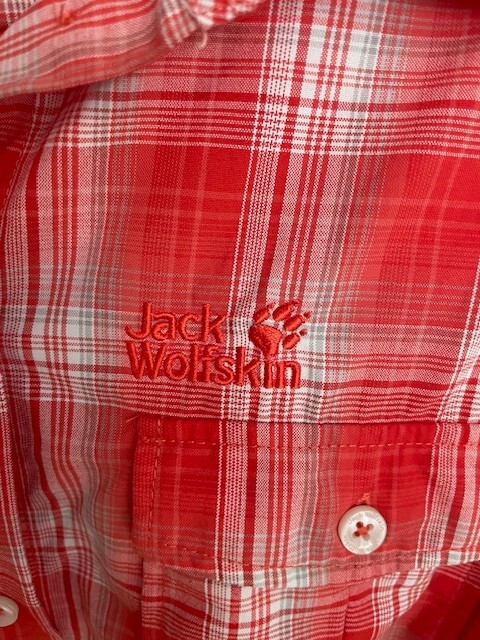 Jack Wolfskin Long sleeve plaid apricot dress US medium