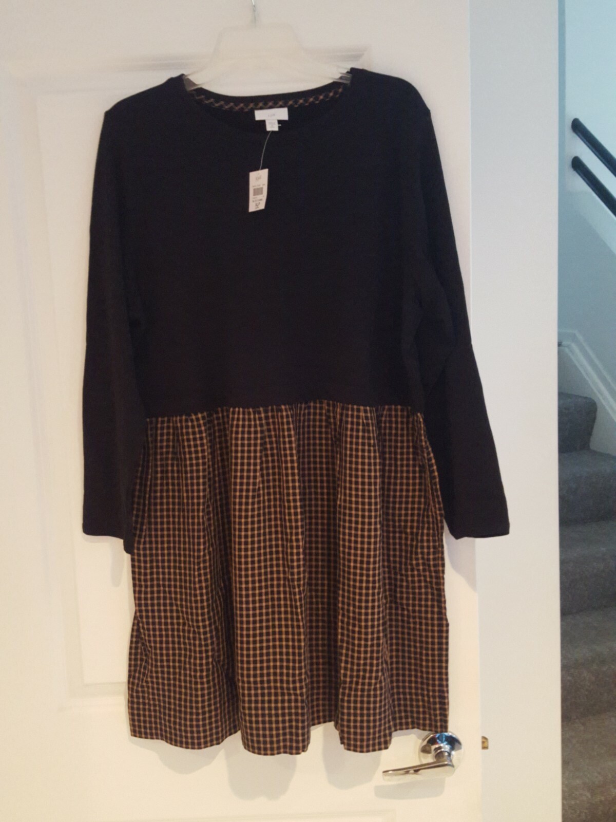 JJILL – PLAID -BLACK – CAMEL DRESS NWT – PETITES SIZE XLP