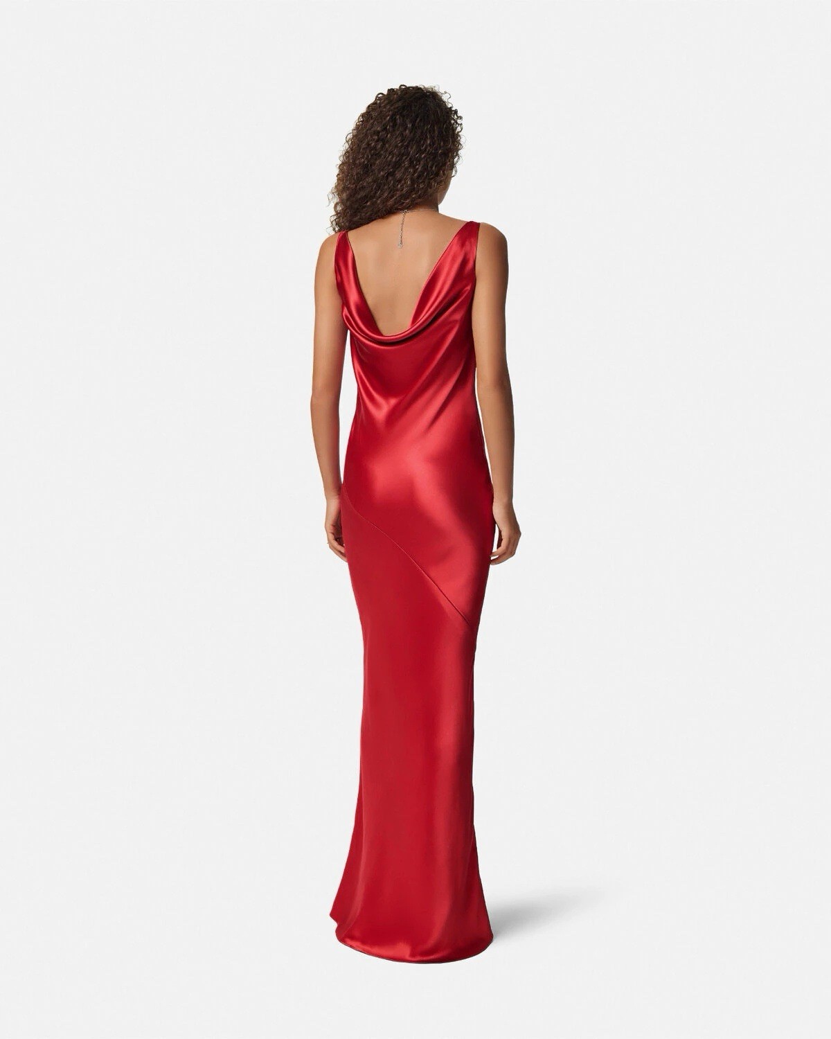 Versace Red Silk Medusa Hardware Double Draped Fluid Silk Gown Size 38 dress