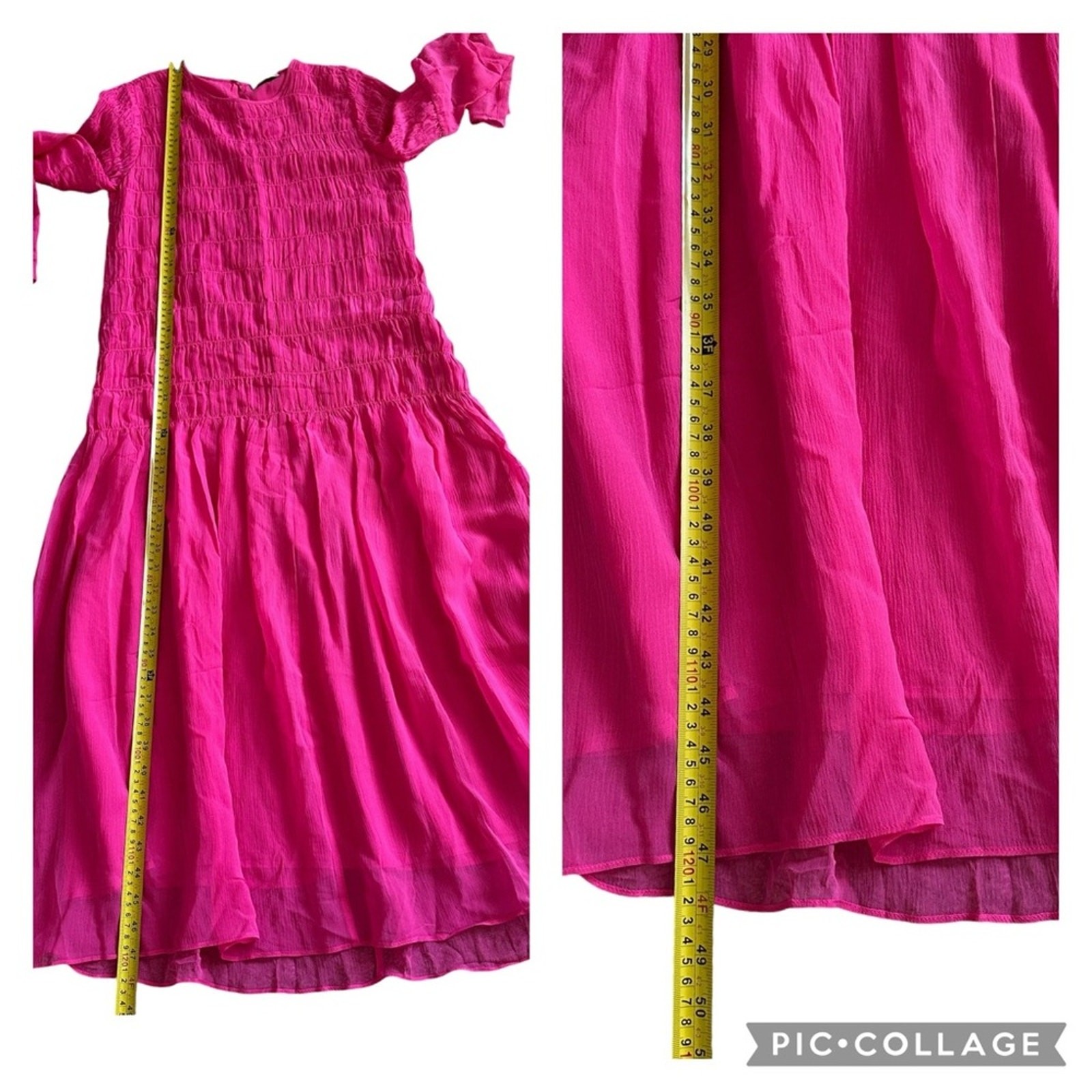 AYR The Something Special Silk Dress Pink Crinkle Flowy Smocked Ruched Sheer XS
