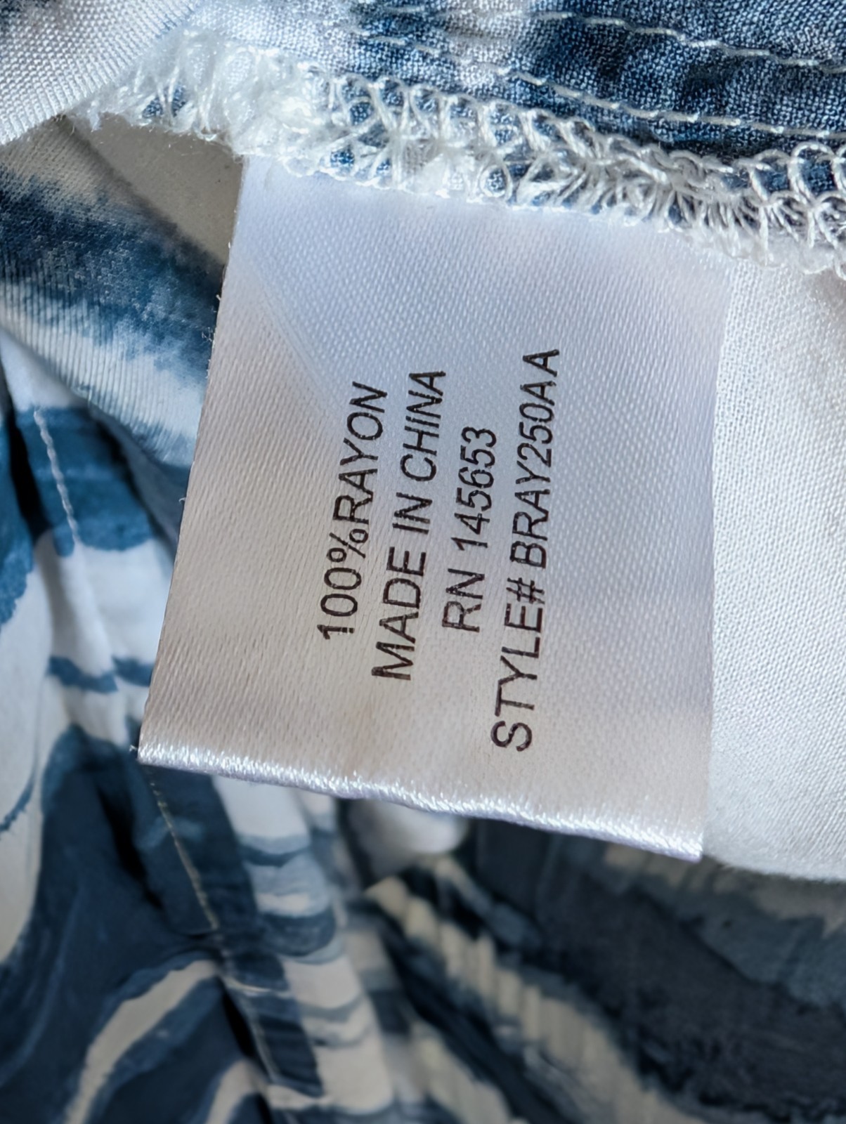 Retro Simone Maxi Dress M Blue & White Tie-Dye Boho Beach Cover-Up 100% Rayon