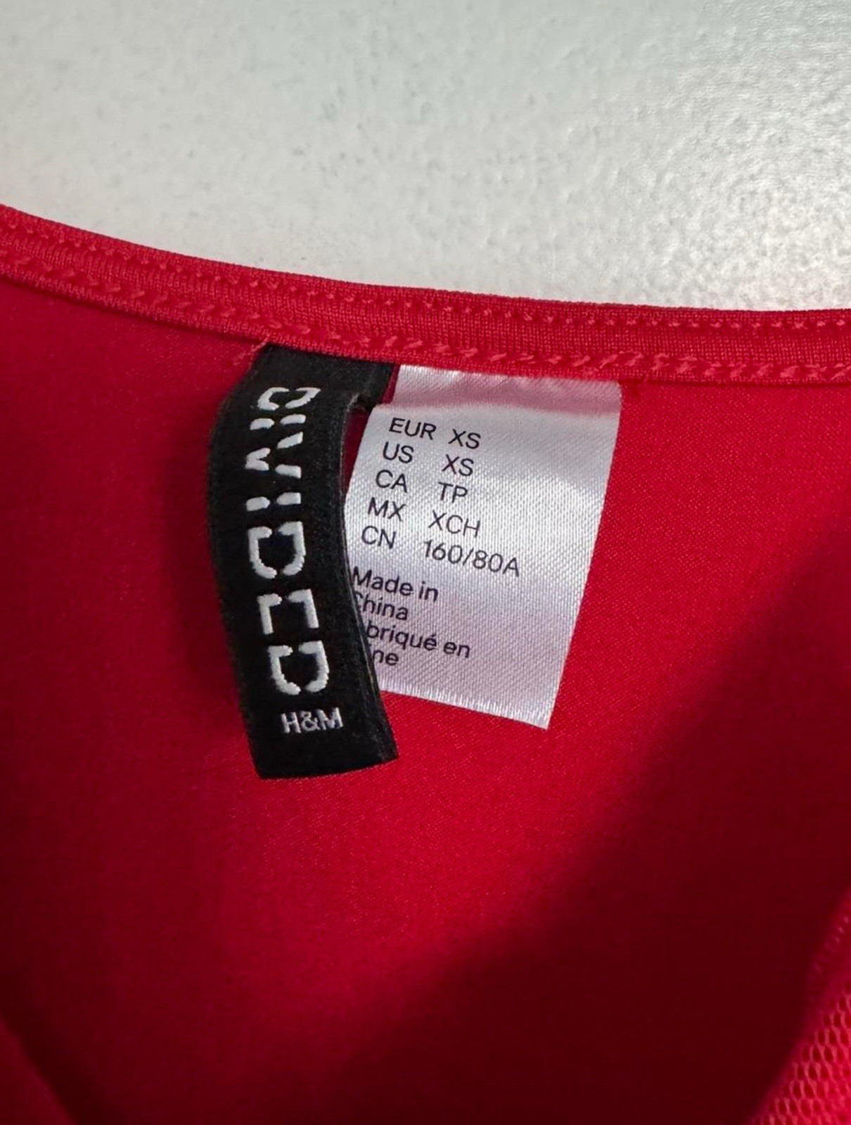 H&M Women’s Red Solid Spaghetti Strap Sleeveless Mini Midi Dress XS