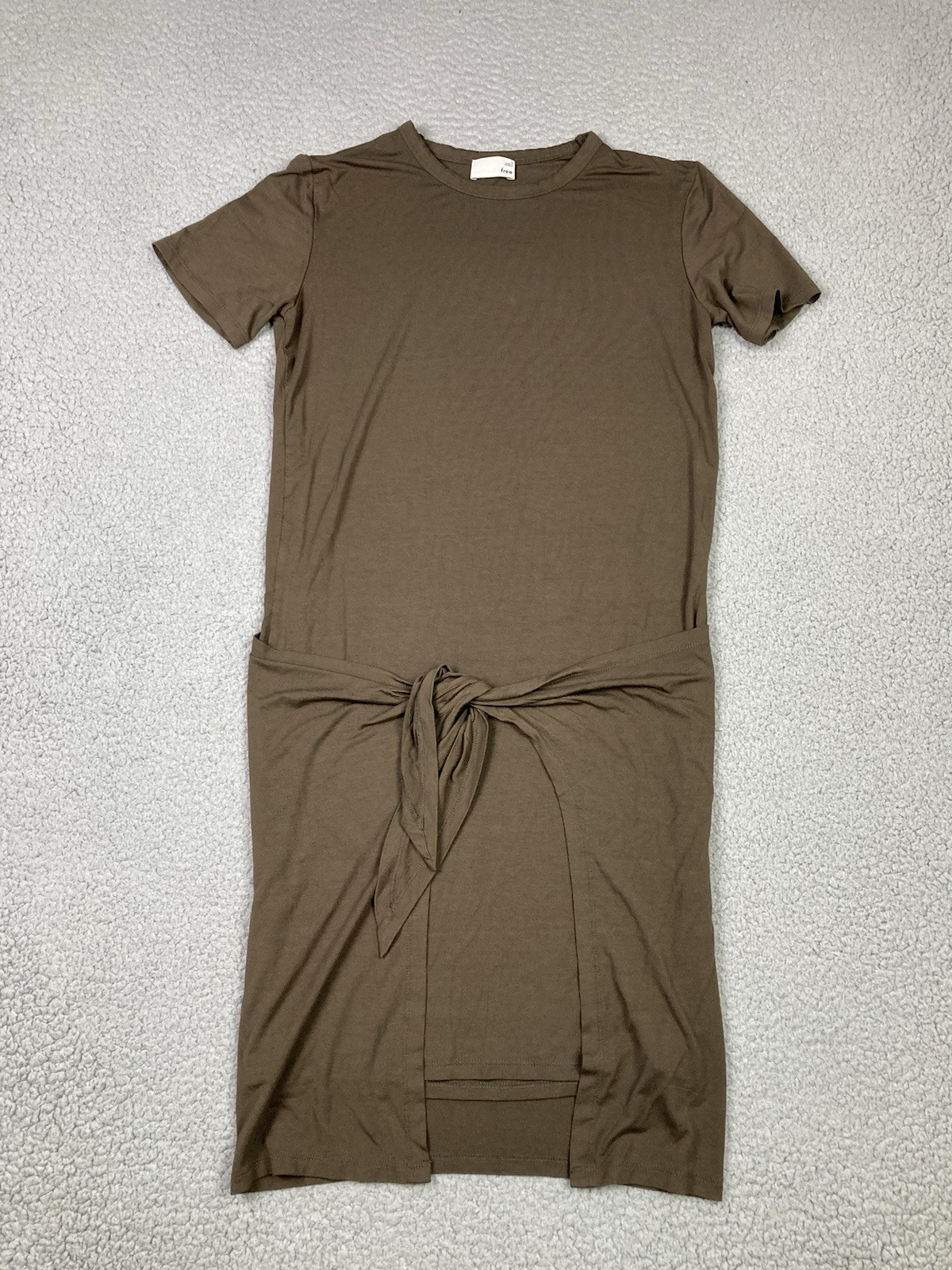 Aritzia Wilfred Free Dress Small Brown Wrap T Shirt Front Tie Stretch Casual