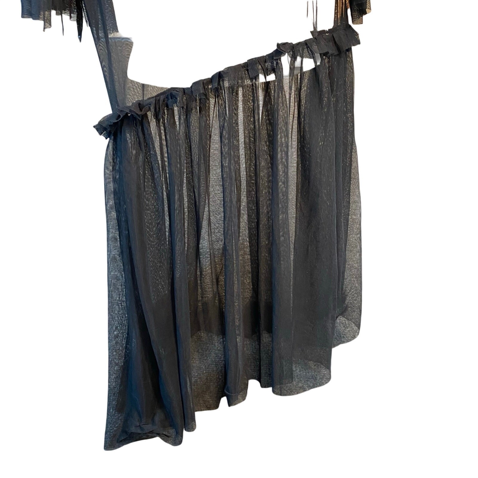 ABOUND Small Black Mesh Sheer See Through Mini Dress Asymmetrical Whimsigoth