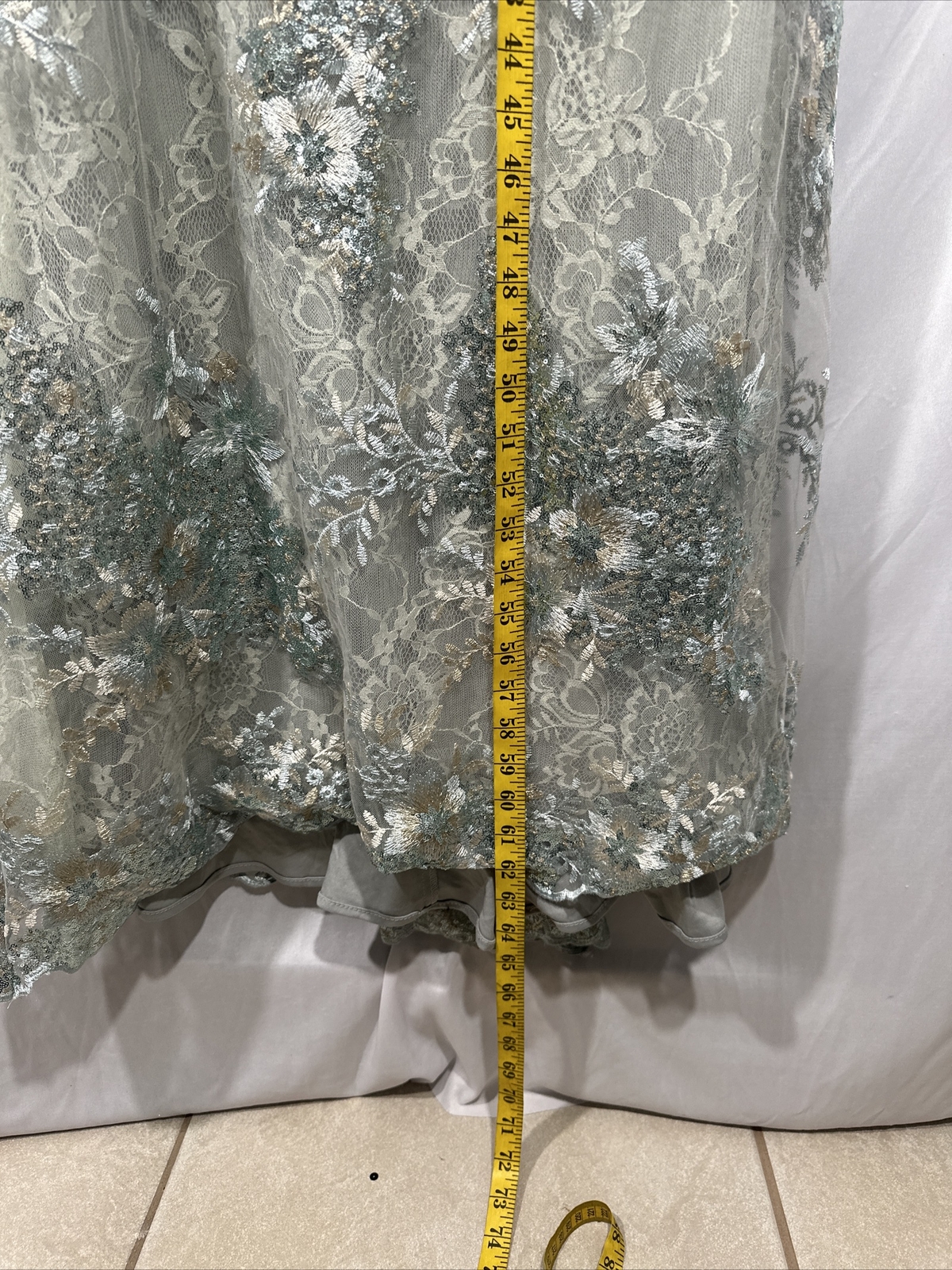 NWT Mac Duggal [ 16 ] 67539 Embellished V Neck Illusion Long Sleeve Gown S791