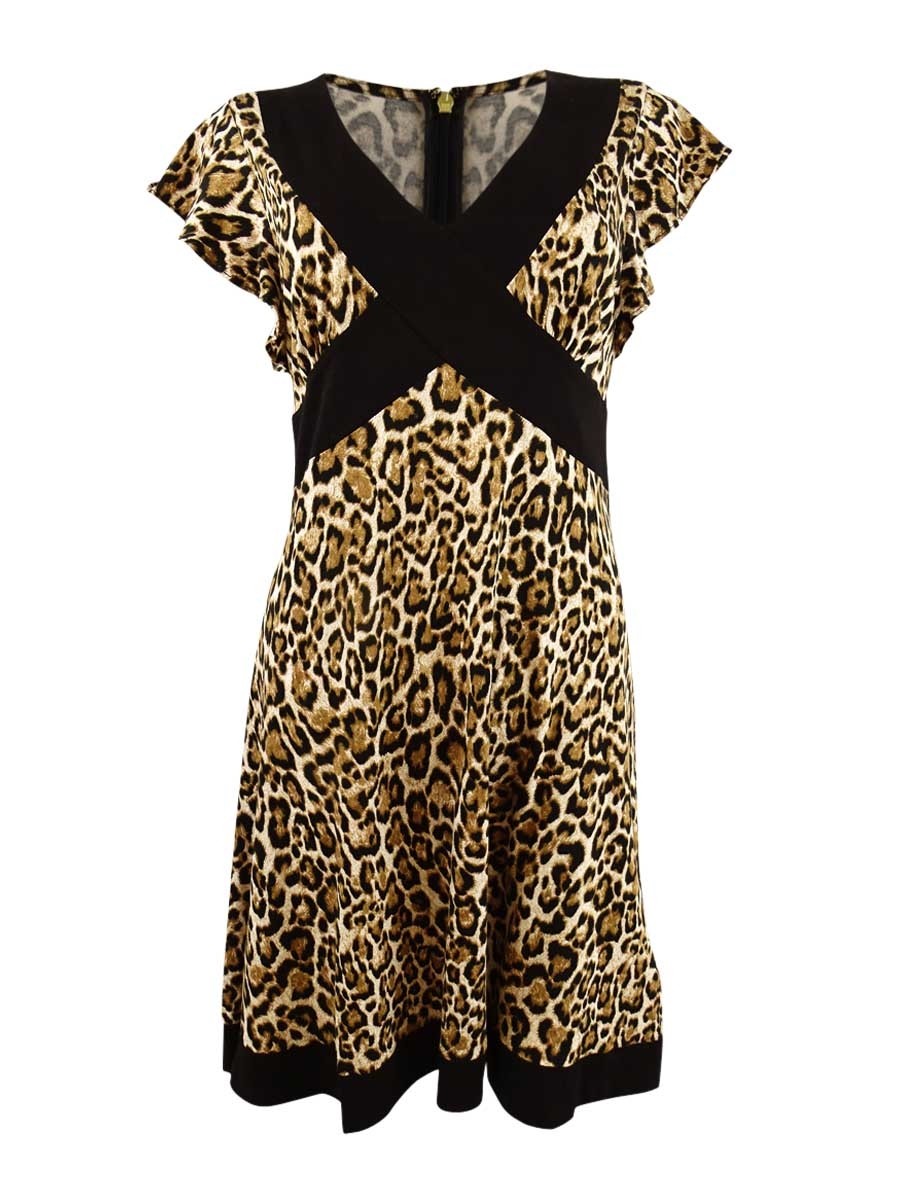 MICHAEL Michael Kors Women’s Printed Crisscross Border Dress (XS, Husk)