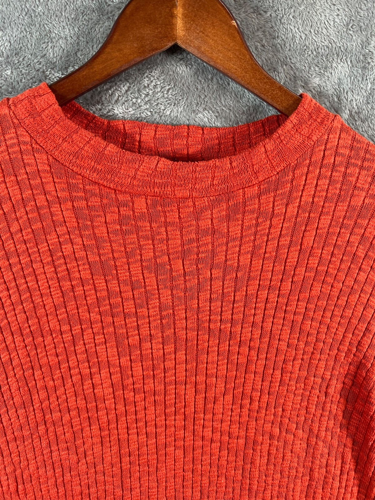 Christy Dawn Charlie Maxi Dress Medium Red Orange Ribbed Knit Sustainable