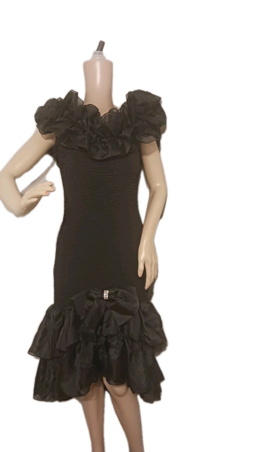 Vintage 1980s Black Cocktail/Prom/Wedding Dress With Rhinestones