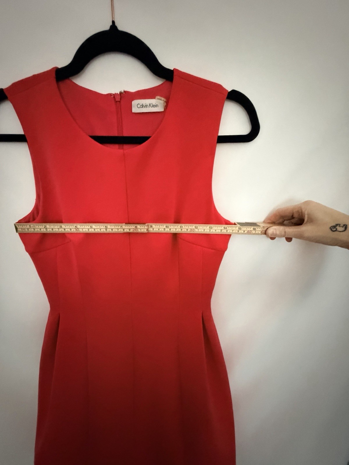 Mini Red Dress Sleeveless Pockets Pleated Size 4 Calvin Klein Formal