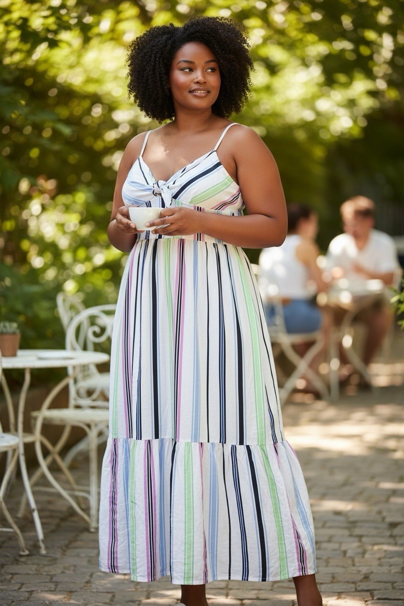 LOFT White Blue Striped Sweetheart Spaghetti Strap Lined Midi Summer Sundress 16