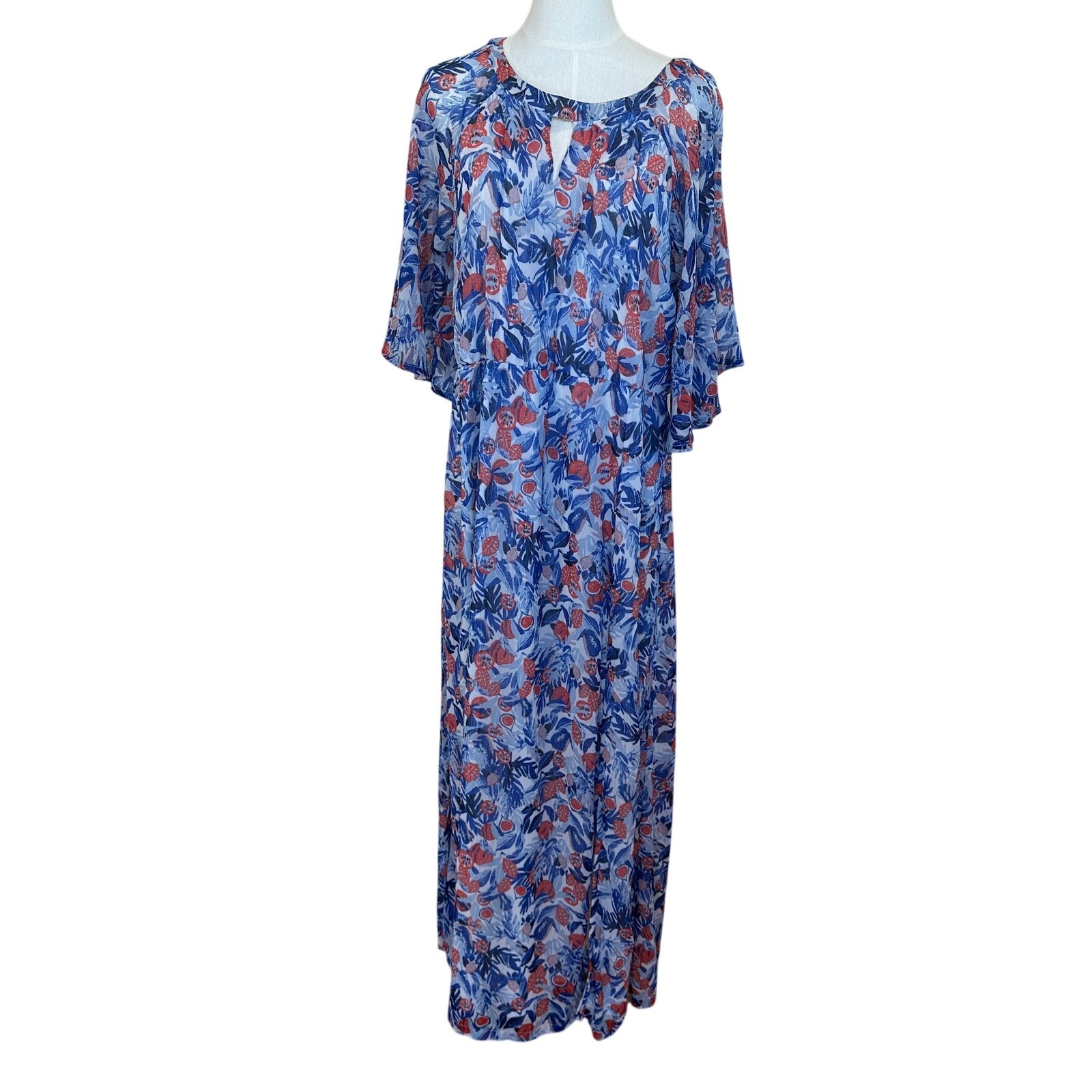 JunaRose Red White Blue Chiffon Maxi Dress SIZE 22 Wedding Party Flattering $90