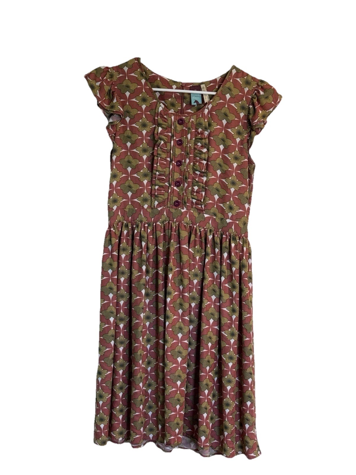 Matilda Jane Dress Women’s Size Medium Character Counts Floral Print Rust Green