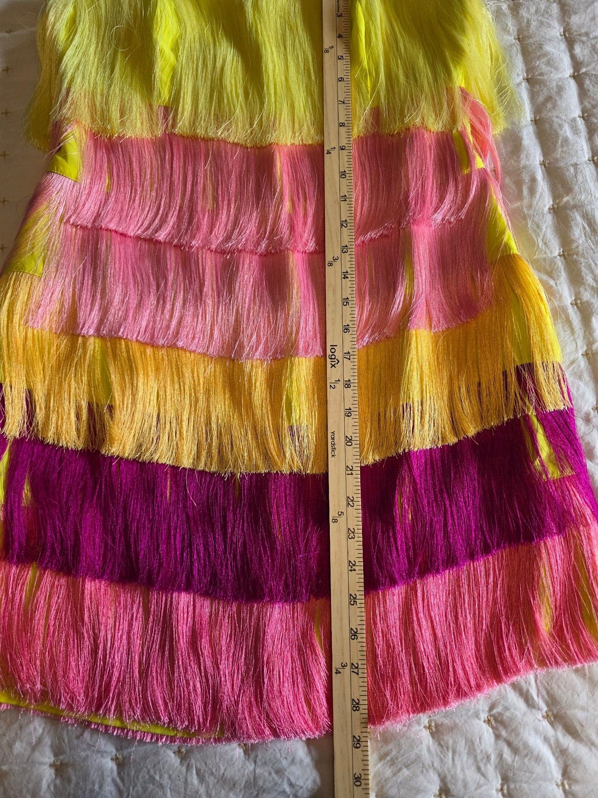 Milly Multi-Color Tiered Fringe Strapless Mini Dress
