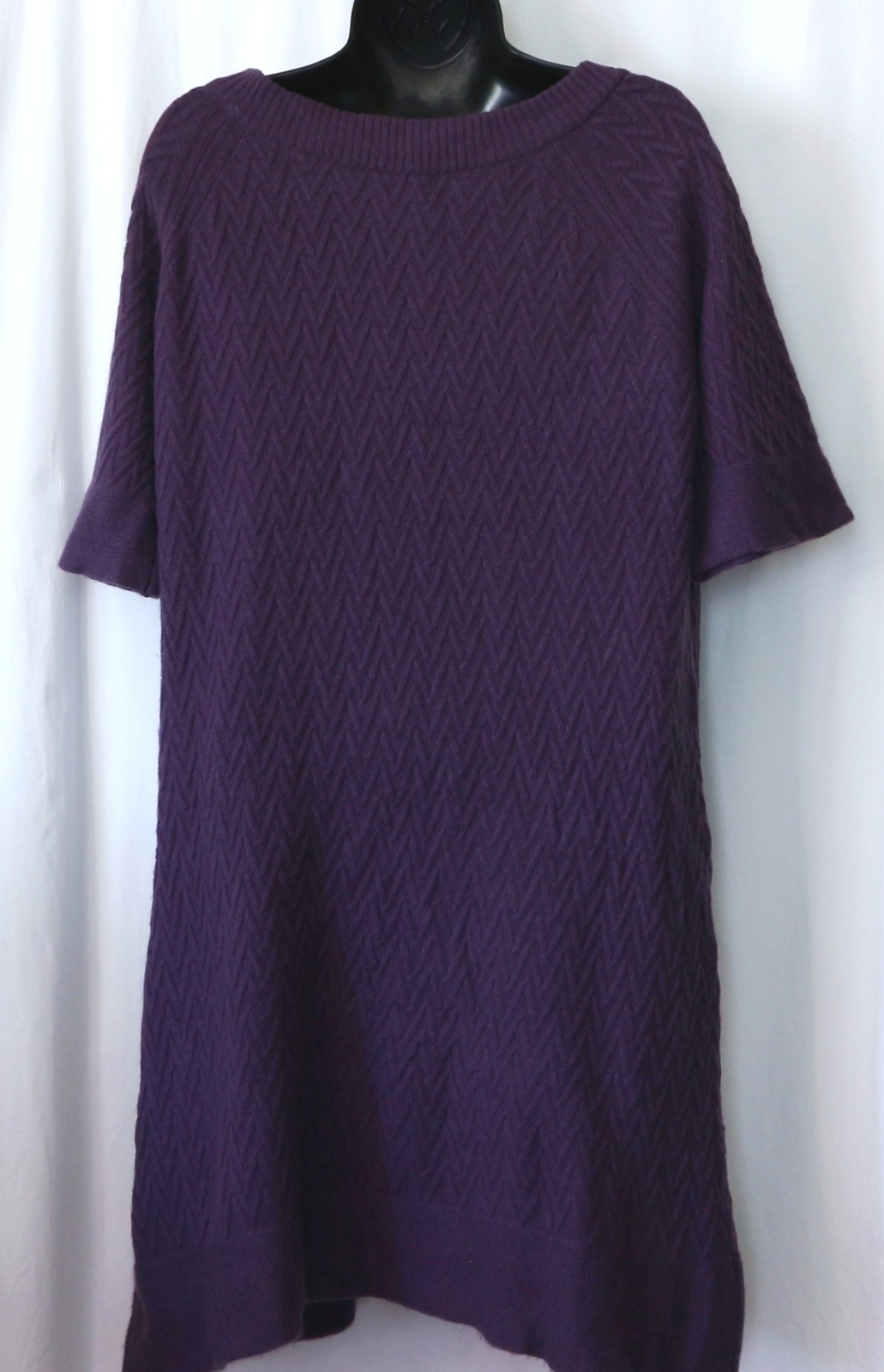 QI CASHMERE Grape Cashmere Mini Dress 39 In Chst 32 In Lng Sz L EXC