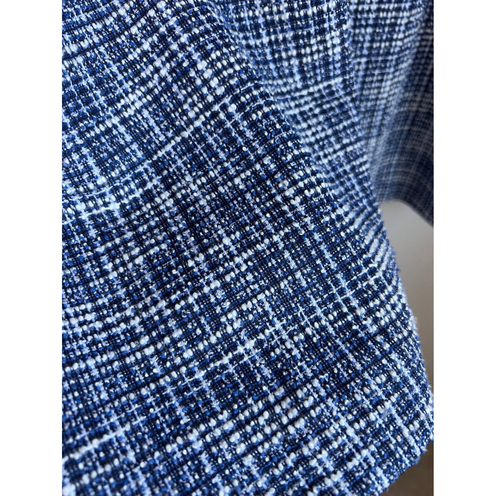 Talbots Tweed Dress Womens 12 Blue White Boucle Belted Sheath Academia Career