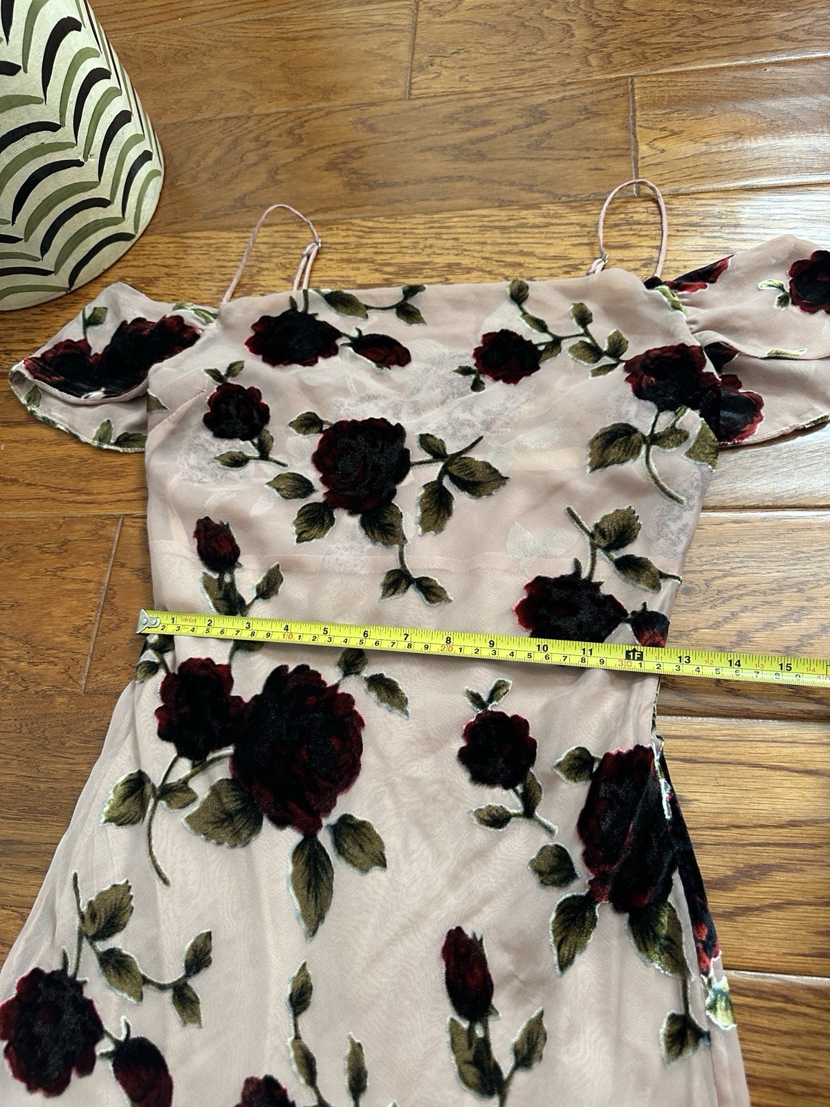 Vintage Style Muse Blush Pink Burnout Velvet Floral Mini Slip Dress Y2K Size US2