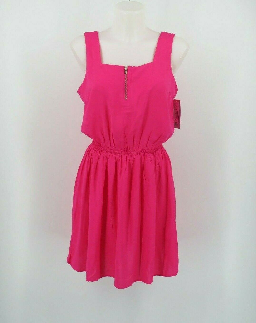 Cloud Sky Juniors Sleeveless Challis Zip Dress Size Medium – Pink