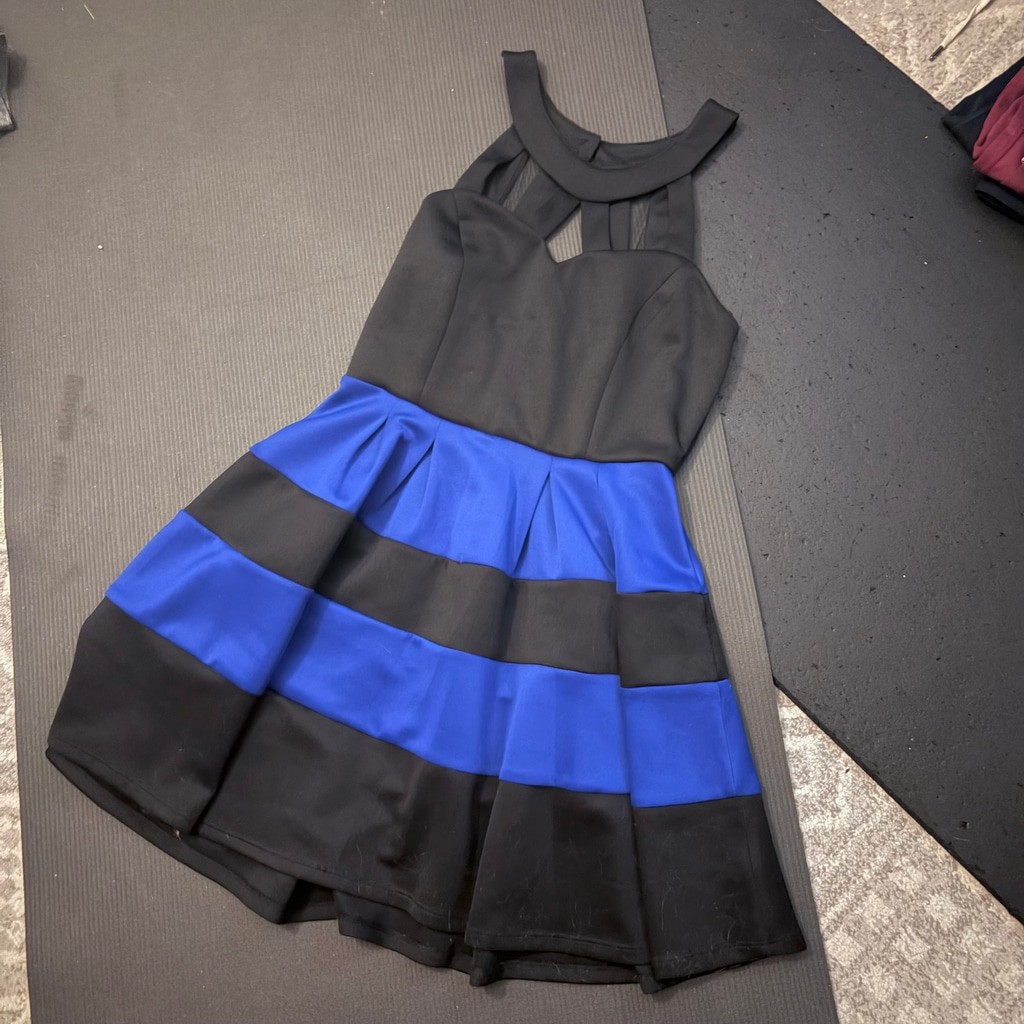 Y2K Vibe Crystal Doll Black & Blue Cutout Banded Mini Dress