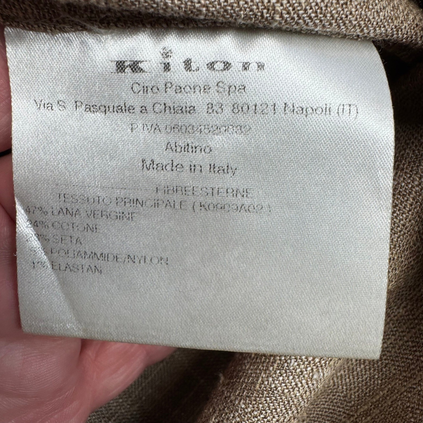 Kiton Napoli Women Taupe Wool Blend Drawstring Shirt Dress Made In Italy 32″