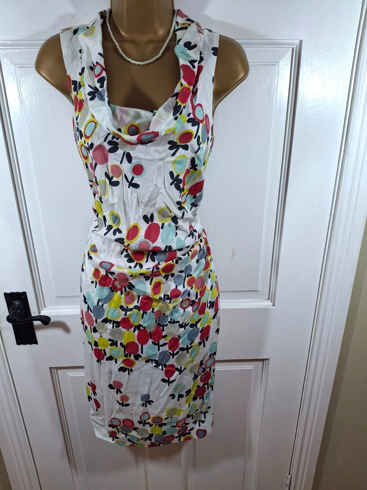 Aideen Bodkin Multicoloured Floral Lined Dress, UK 12, Good Condition