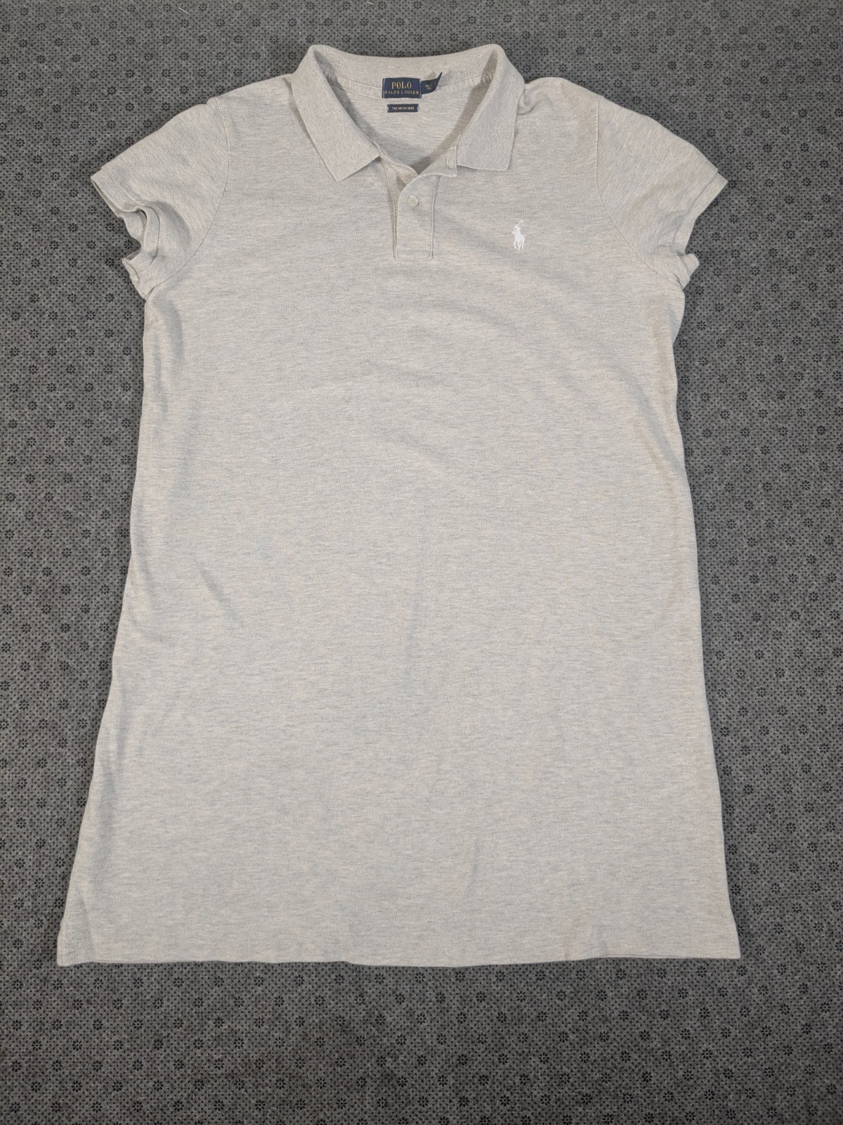 POLO RALPH LAUREN THE MESH MINI Short Sleeve Polo Dress Women’s Sz XL Light Gray
